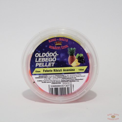 King-Baits Oldódó Lebegő Pellet 10mm - Fekete Ribizli-Ananász