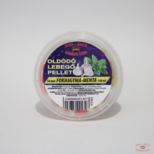 King-Baits Oldódó Lebegő Pellet 10mm - Fokhagyma-Menta