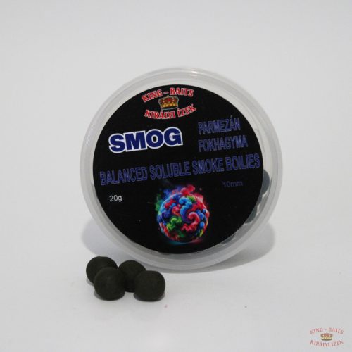 King -Baits SMOG Balanced Soluble Smoke Boilies 10 MM - Parmezán-Fokhagyma